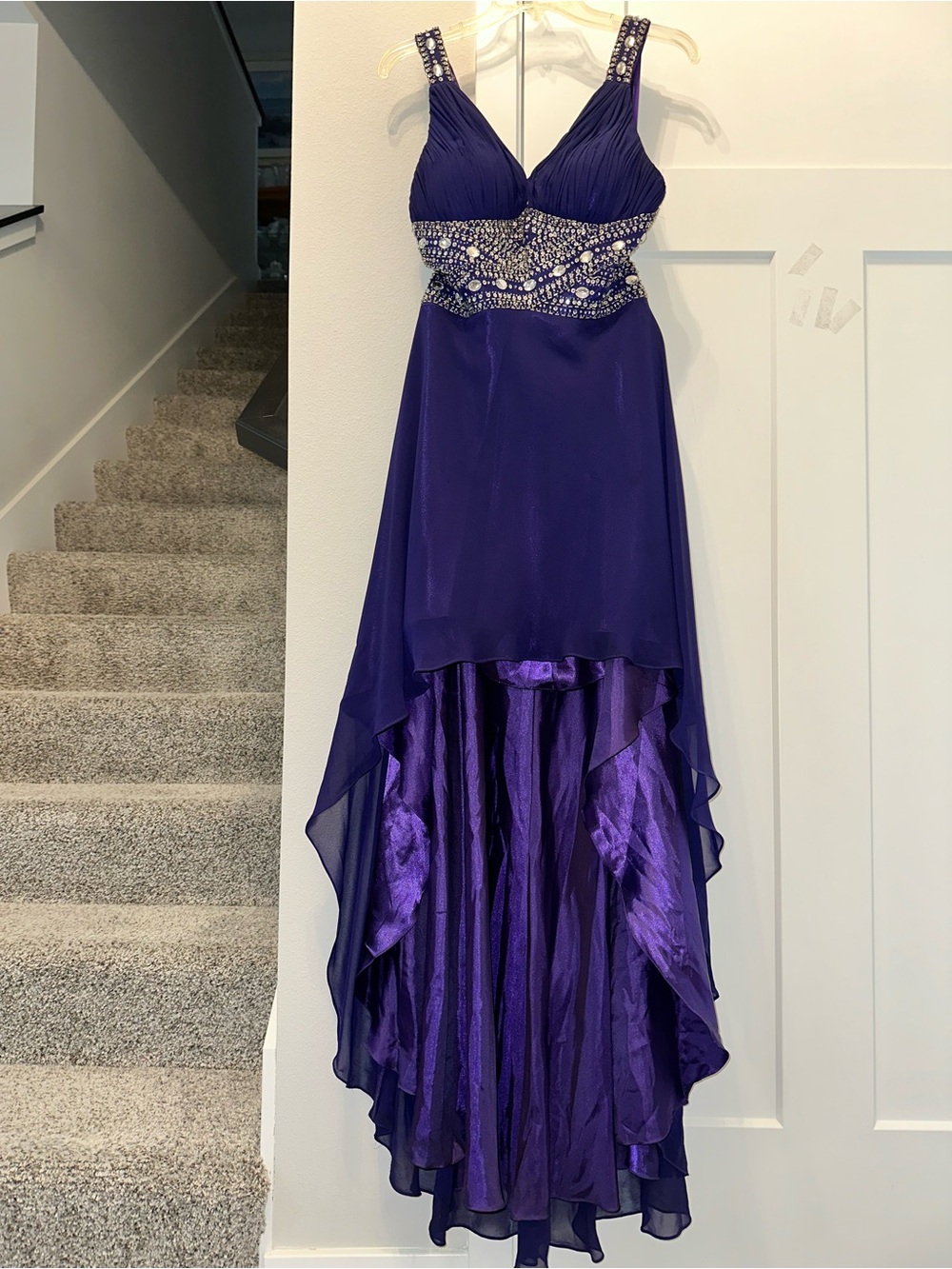Fiesta Purple High-Low Formal Prom Event Dress with Beaded Waist size M - Picture 6 of 16